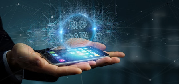 particles big data title holding by a businessman