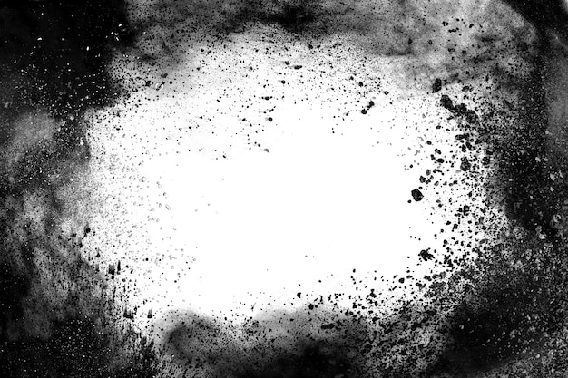 particles of charcoal on white background