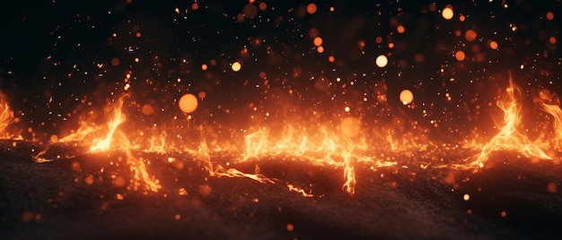 Photo particles of fire on a black canvas