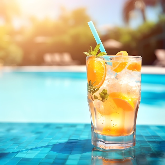 Partijviering in de zomer voor drank cocktail mocktail meisje strand zomer daglicht citroen erwt