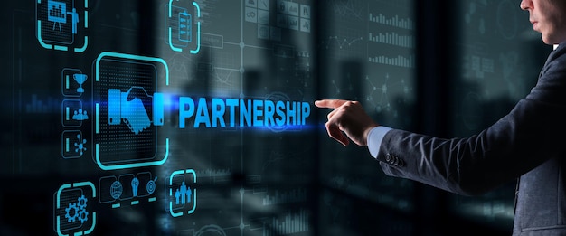 Partnership of companies Collaboration Business Technology Internet concept