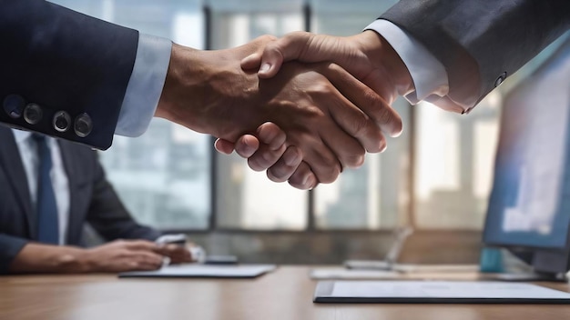 Partnership handshake innovation corporate business concept