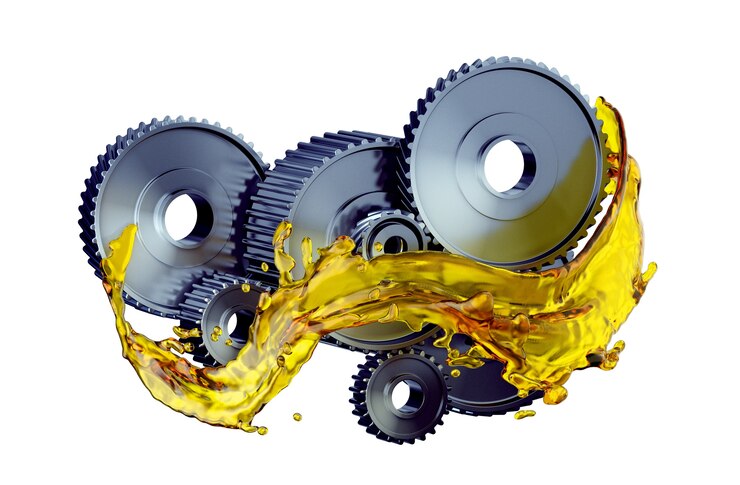 Photo parts in car engine with lubricant oil on repairing