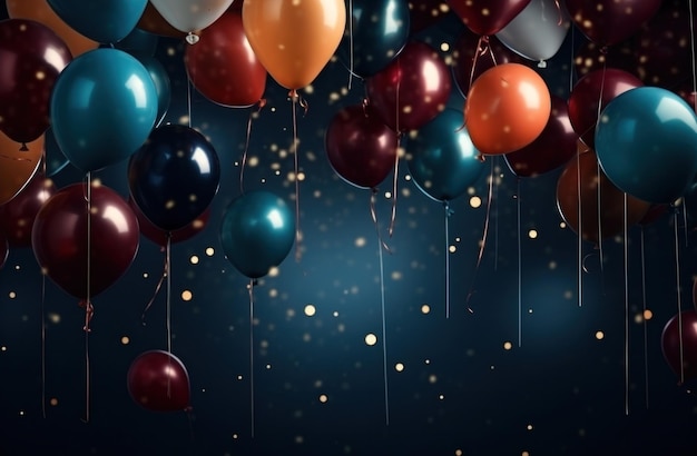 party background with balloons and candles