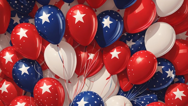 7월 4일 미국 독립 기념일을 축하하기 위한 파티 풍선 이미지 배경