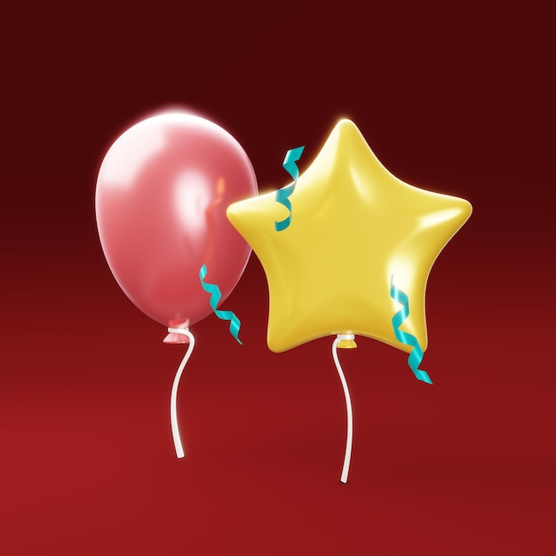 Photo party balloons 3d illustration