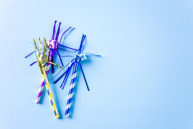 Party blowouts for kids Birthday Party on blue background.