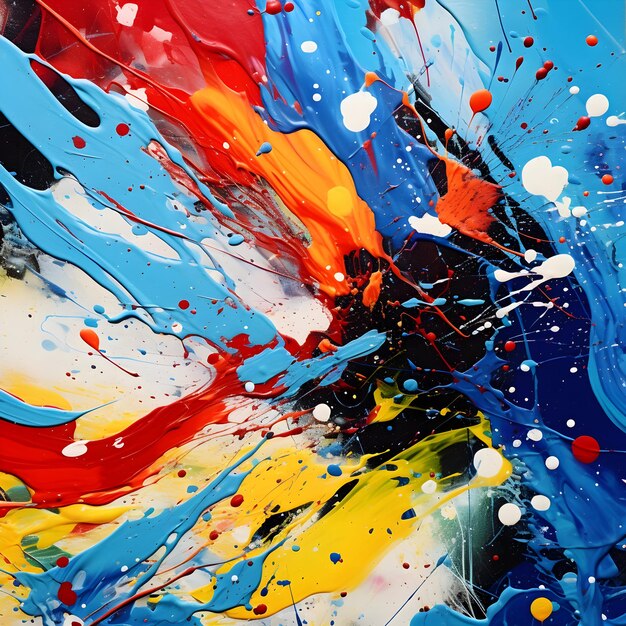 Party Blue Red And Yellow Abstract Painting