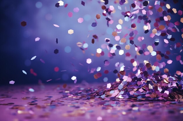 Photo party confetti on purple background