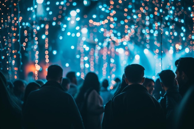 Photo party crowd with lights background