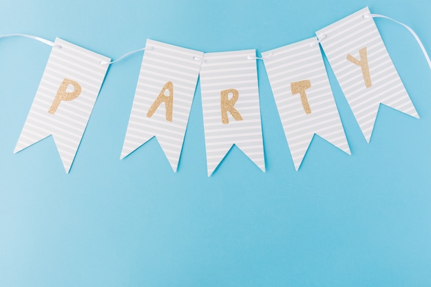 party flags on blue