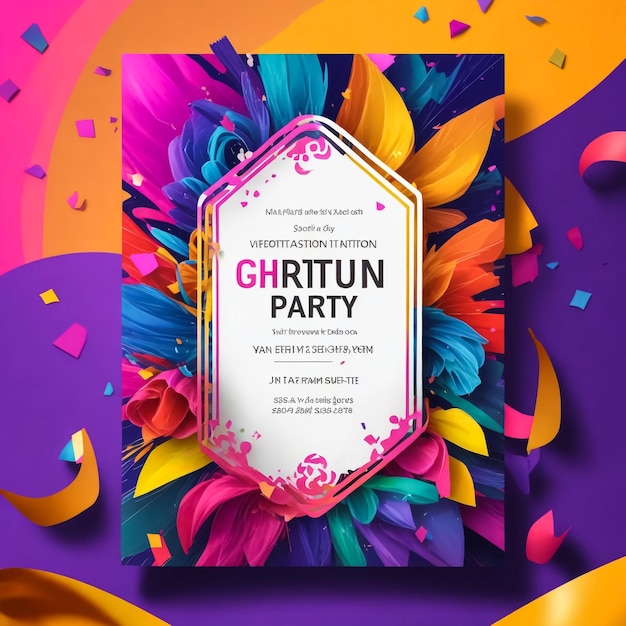 Foto party flyer template vector design abstract paint sfondio