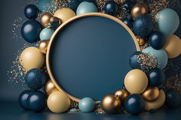 Party Holiday Background with Balloons and Empty Frame Illustration Generative AI
