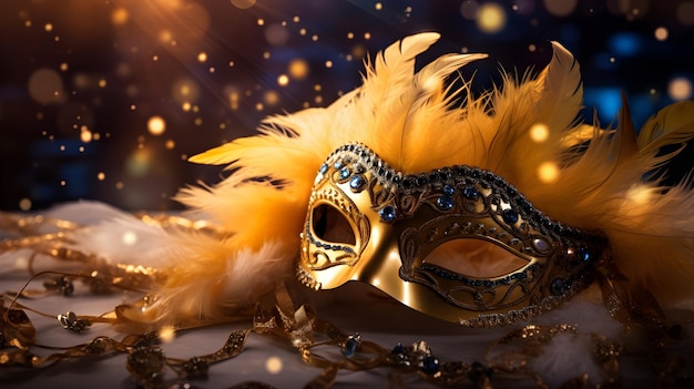 Party Mask for Mardi Gras party decoration Happy mardi gras isolated bokeh background