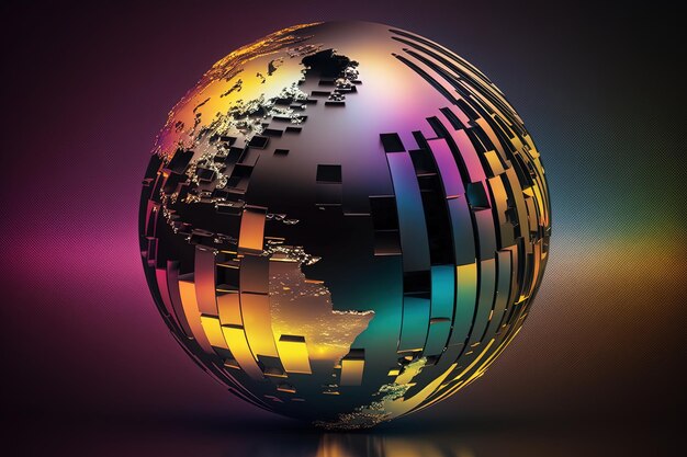 Party mirrored globe illustration gradient background Generative AI