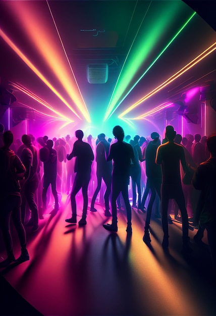 Party people enjoy concert by dancing in nightclub party Created with Generative AI technology