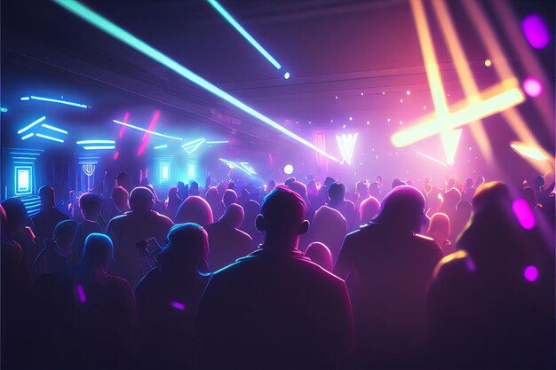 Foto le persone in festa si godono il concerto ballando in una festa in discoteca creato con la tecnologia generative ai
