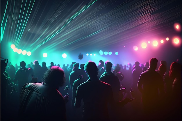 Party people enjoy concert by dancing in nightclub party Created with Generative AI technology