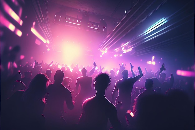 Party people enjoy concert by dancing in nightclub party Created with Generative AI technology