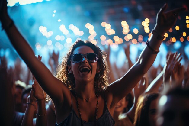 Party people enjoy concert at festival