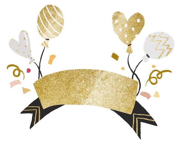 Party PNG sticker glitter goud blanco label ontwerp