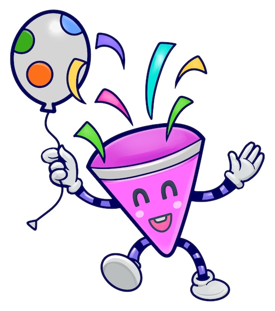 Party popper cartoon png sticker doorzichtige achtergrond