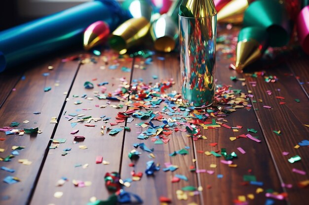 Foto party poppers en confetti verstrooid