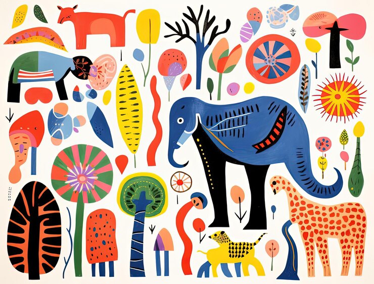 Photo a party set of colorful tropical animals birds