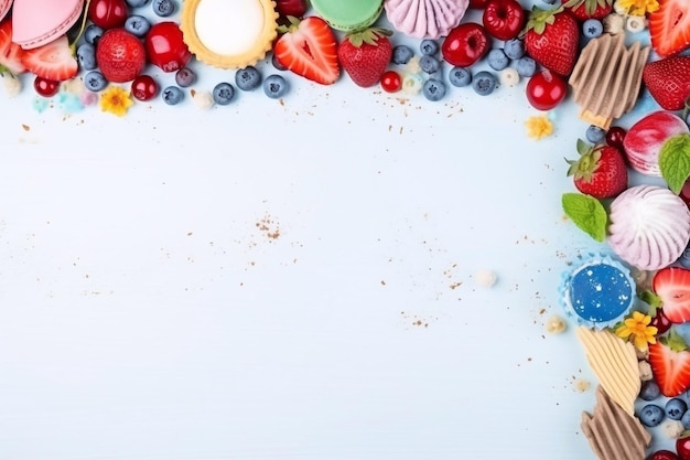 party template frame decorated with ice cream and fruits