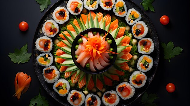Партийный поднос с суши и рулонами