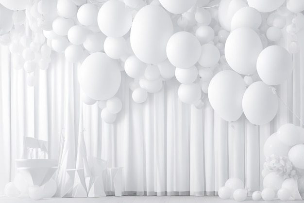 party white background with balloons