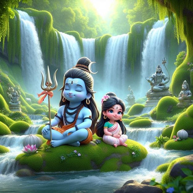 Parvathi and Shiva The Divine Union | Premium AI-generated image
