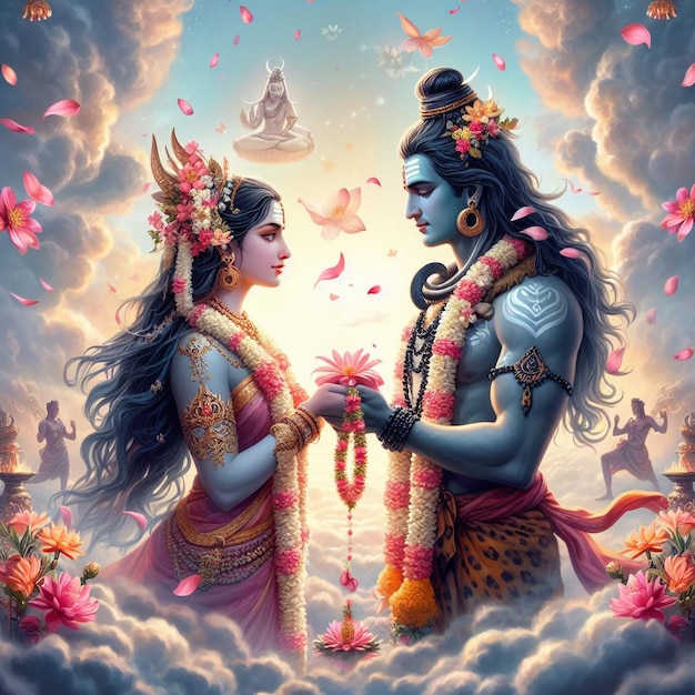 Parvati en Shiva houden van behang.