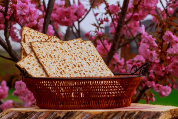 Pascha matzoh joods vakantiebrood over lijst.