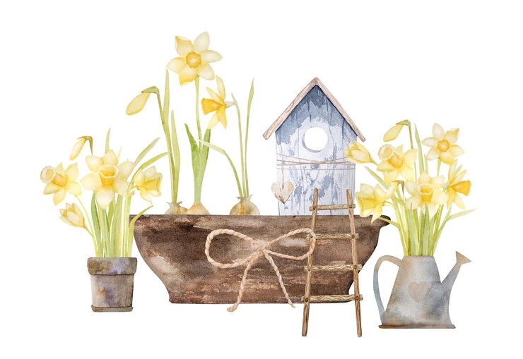 Foto pasen aquarel ansichtkaart met bloemen