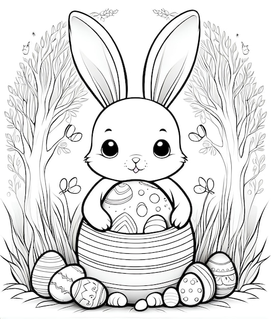 Foto pasen kleurboek achtergrond schattig konijn paaseieren gelukkige pasen pasen kleurboek