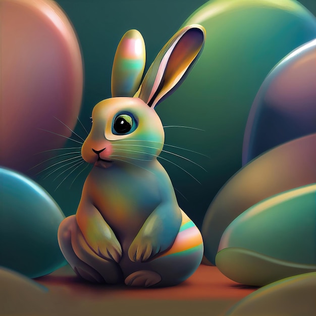 Pasen konijn wenskaart concept in de stijl van vectorafbeelding gemaakt met generatieve AI