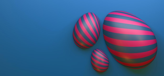 Pasen-poster en banner Happy Easter-achtergrond met eieren 3D-werk en 3D-beeldkopieerruimte