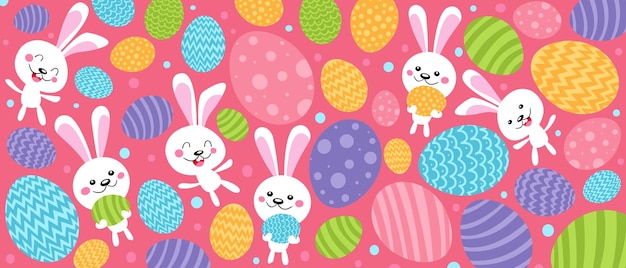Pasen samenstelling met konijn feestelijke decoratie gelukkig pasen 3d illustratie