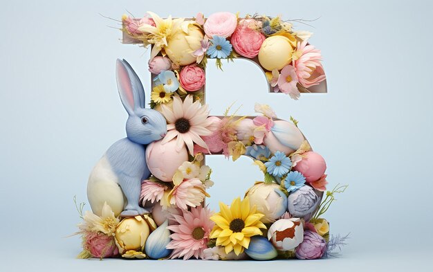 Foto pasen vol konijnen en eieren licht kleurrijke pastelkleuren van blauw geel roze