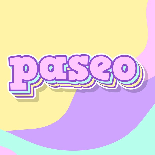 Photo paseo typography 3d design cute text word cool background photo jpg