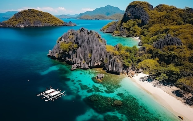 Pass Island in the Philippines Coron Province Aerial View