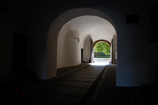 Passage to the castle and view of the courtyard