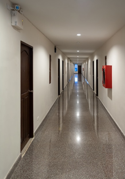 Passageway along the marble floor.