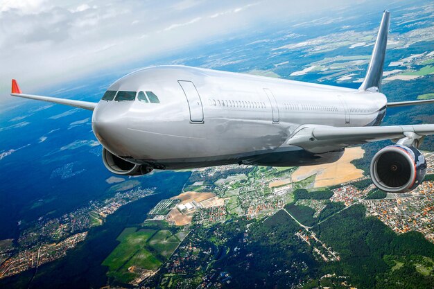 Passenger Airliner flying in the clouds