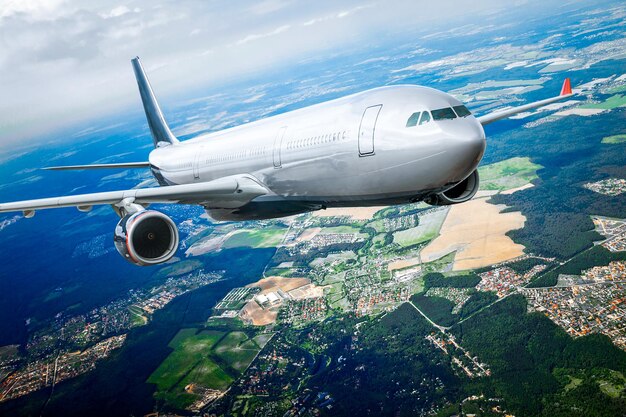 Passenger Airliner flying in the clouds