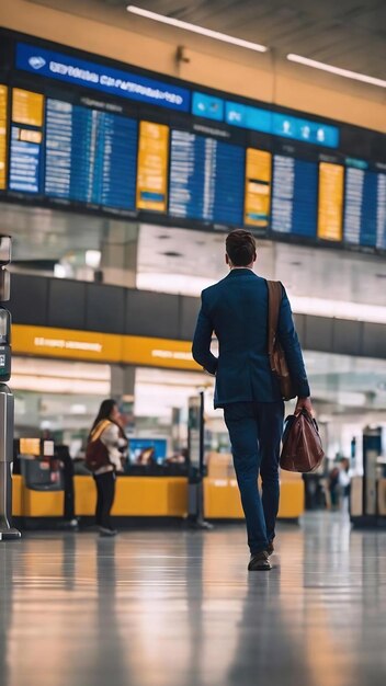 Passenger at the airport terminal blurred background