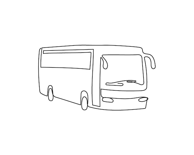 Passenger bus continuous line drawing One line art of autobus bus Hand drawn vector illustration