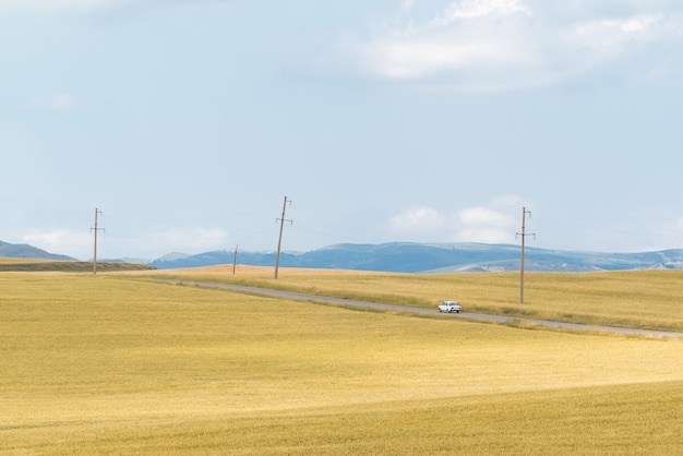 Passenger car on a country road