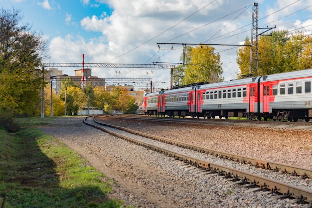 Photo passenger electric train -er2t- moving to station